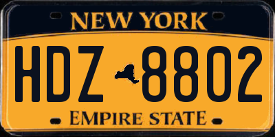 NY license plate HDZ8802