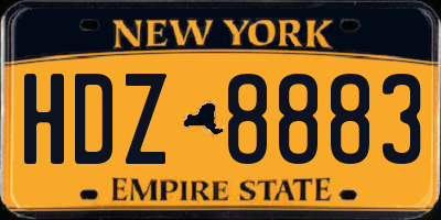 NY license plate HDZ8883