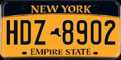NY license plate HDZ8902