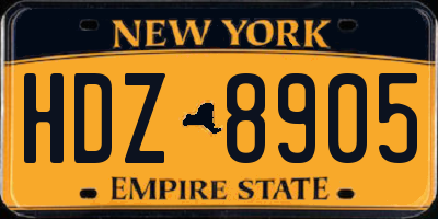 NY license plate HDZ8905