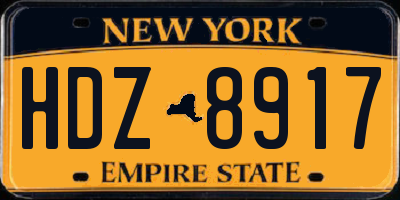 NY license plate HDZ8917