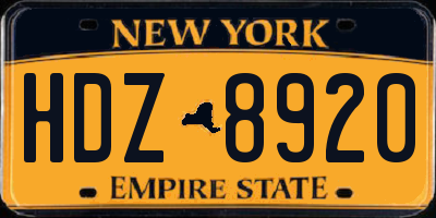 NY license plate HDZ8920