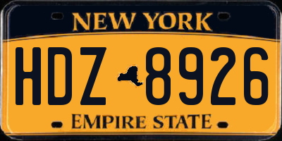 NY license plate HDZ8926