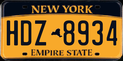 NY license plate HDZ8934