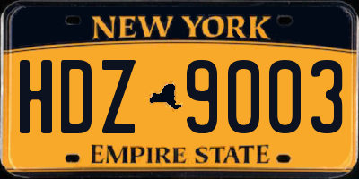 NY license plate HDZ9003