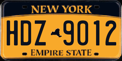 NY license plate HDZ9012