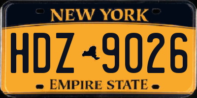 NY license plate HDZ9026