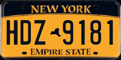 NY license plate HDZ9181