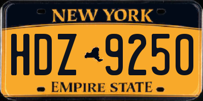 NY license plate HDZ9250