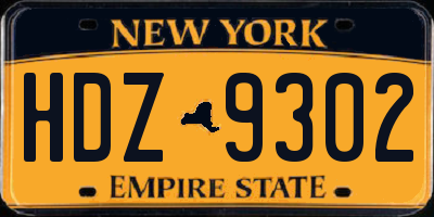 NY license plate HDZ9302