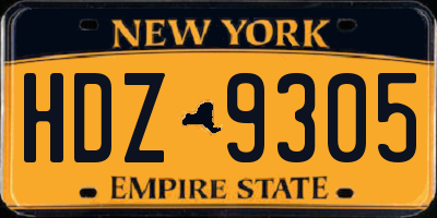 NY license plate HDZ9305