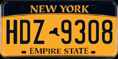 NY license plate HDZ9308