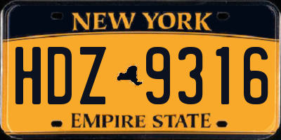 NY license plate HDZ9316
