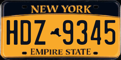 NY license plate HDZ9345