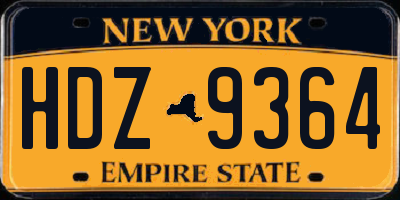 NY license plate HDZ9364