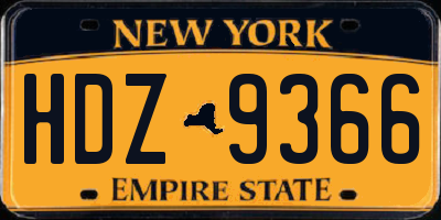NY license plate HDZ9366