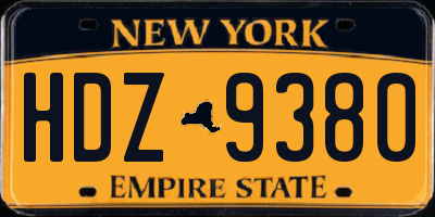 NY license plate HDZ9380