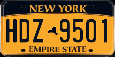 NY license plate HDZ9501