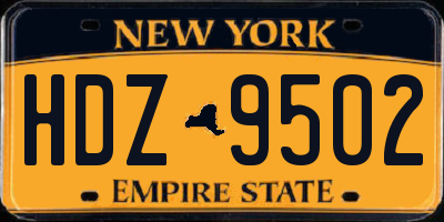 NY license plate HDZ9502
