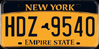 NY license plate HDZ9540