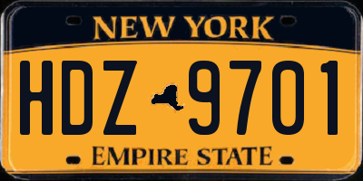 NY license plate HDZ9701