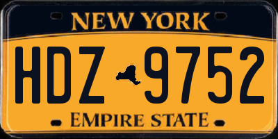 NY license plate HDZ9752