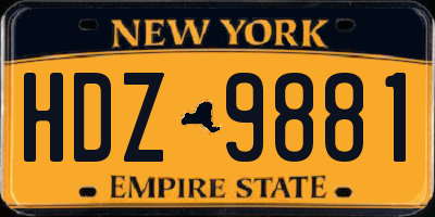 NY license plate HDZ9881