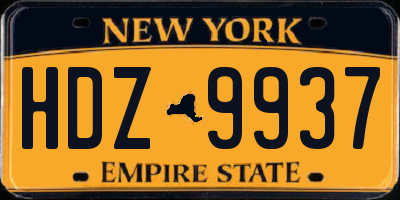 NY license plate HDZ9937