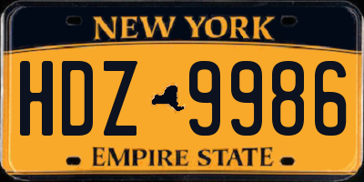 NY license plate HDZ9986