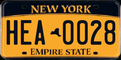 NY license plate HEA0028