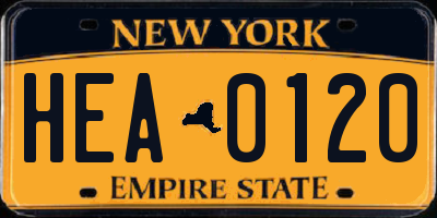 NY license plate HEA0120