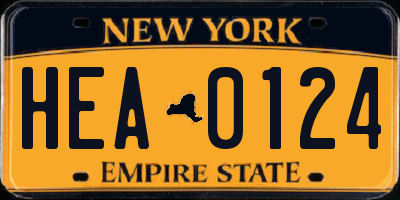NY license plate HEA0124