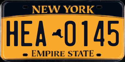 NY license plate HEA0145