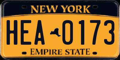 NY license plate HEA0173