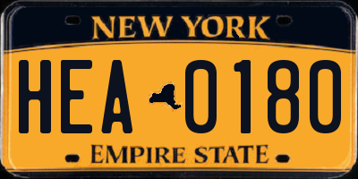 NY license plate HEA0180