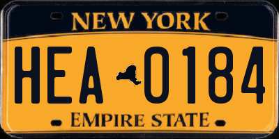 NY license plate HEA0184