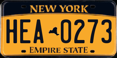 NY license plate HEA0273