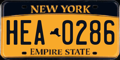 NY license plate HEA0286
