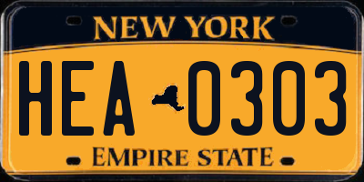 NY license plate HEA0303