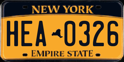 NY license plate HEA0326