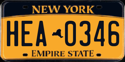 NY license plate HEA0346