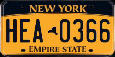 NY license plate HEA0366