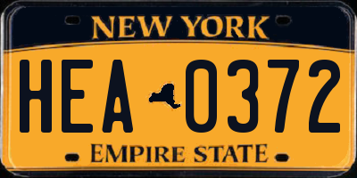 NY license plate HEA0372