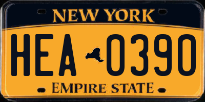 NY license plate HEA0390
