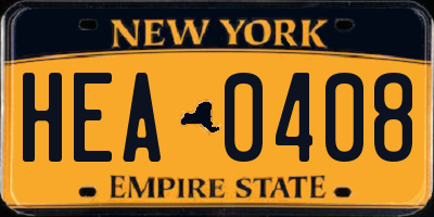 NY license plate HEA0408