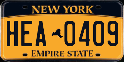 NY license plate HEA0409