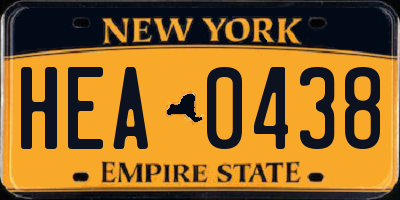 NY license plate HEA0438