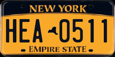 NY license plate HEA0511