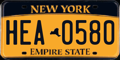 NY license plate HEA0580