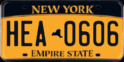 NY license plate HEA0606